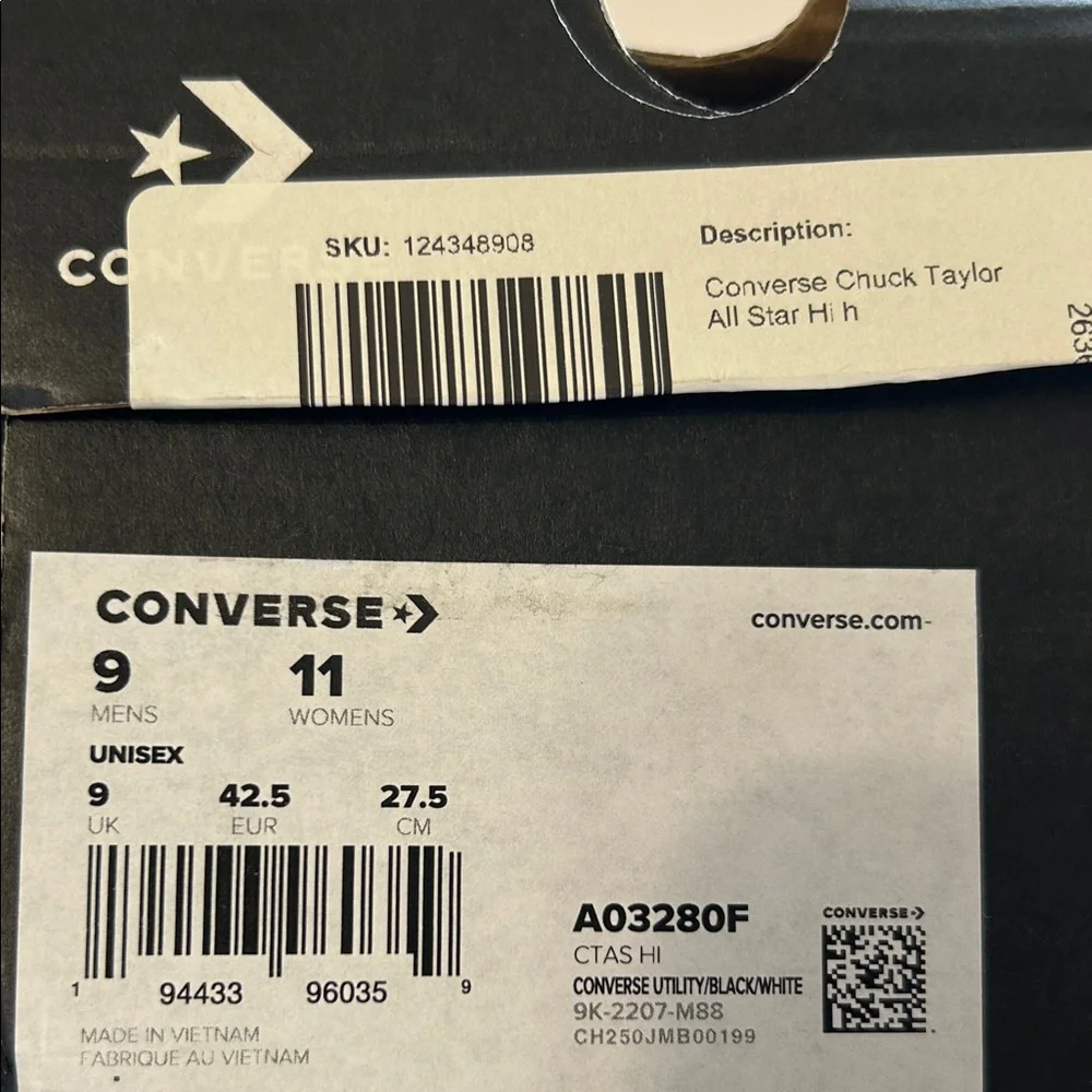 Women’s size 11 Converse Chuck Taylor All Star High 'Herringbone - Utility' - Picture 14 of 14